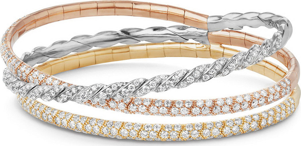 David Yurman Three-Row Paveflex Bracelet with Diamonds
