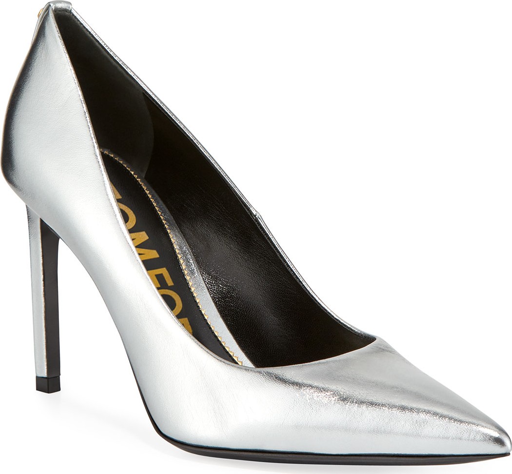TOM FORD 85mm Metallic Leather Point-Toe Pumps
