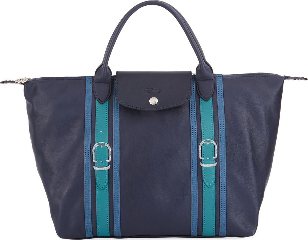 Longchamp Le Pliage Cuir Medium Satchel Bag