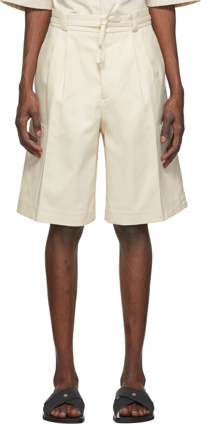 Jil Sander Off-White Pleated Shorts