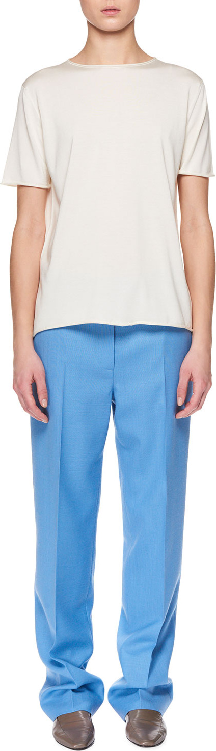THE ROW Laneige Crewneck Short-Sleeve Shappe Silk T-Shirt