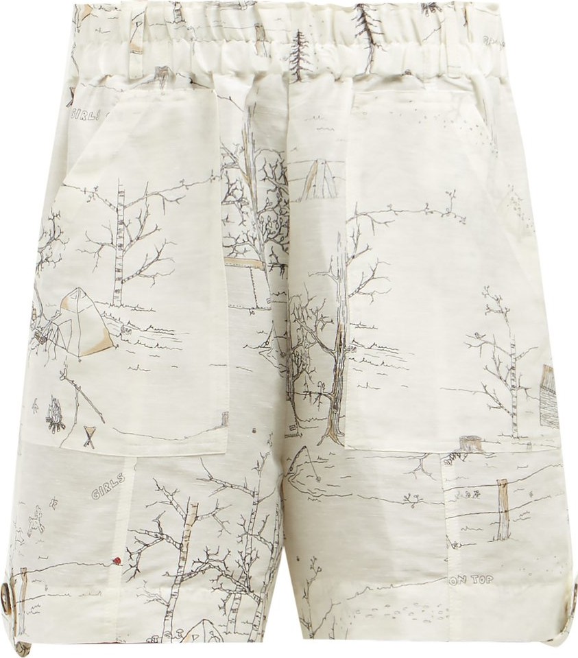 Ganni Cedar illustration-print shorts