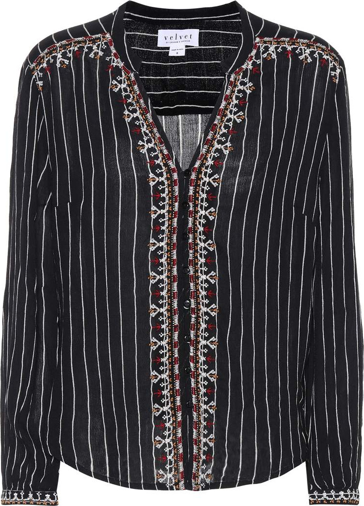 Velvet By Graham & Spencer Remi embellished striped shirt