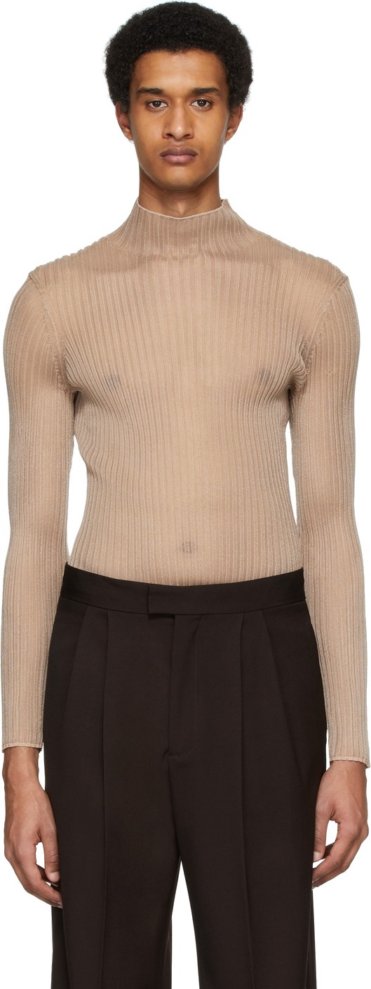 Dion Lee Beige Corrugated Turtleneck