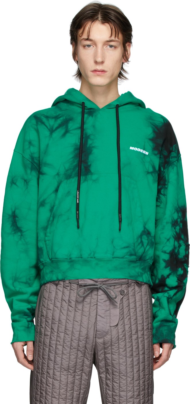 Off White Green Tie-Dye Contour Hoodie