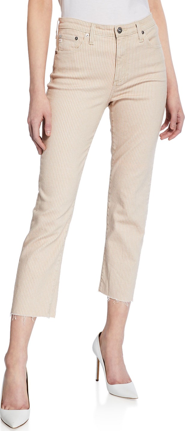 AG Jeans The Jodi Striped High-Rise Slim Crop Pants