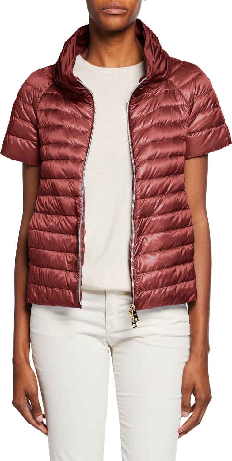 Herno Ladybug Short-Sleeve Puffer Jacket w/ Cape