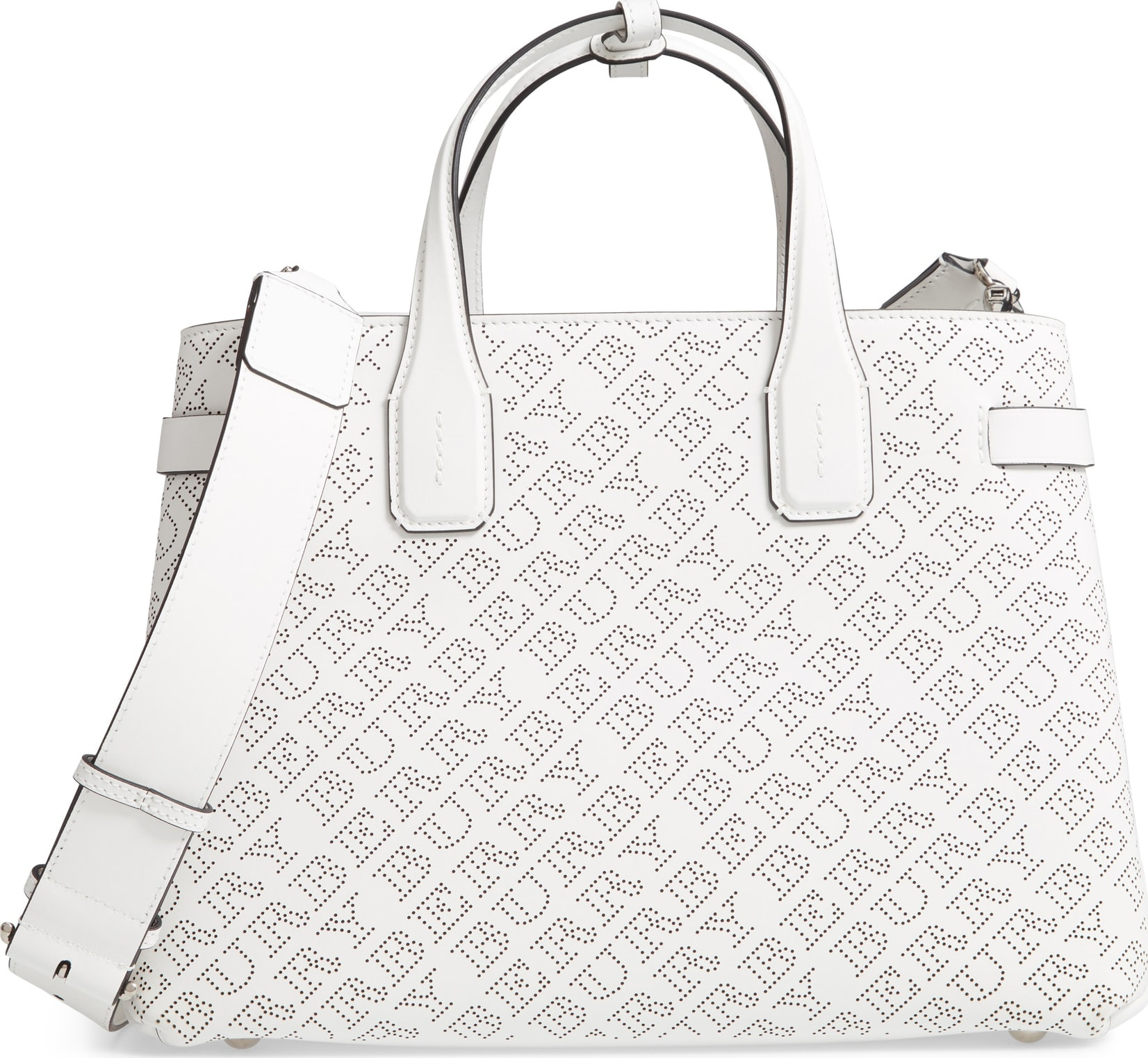 Burberry London England Perforated Medium Banner Leather Tote