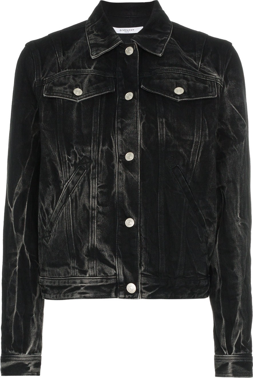 Givenchy logo eyelet washed denim jacket