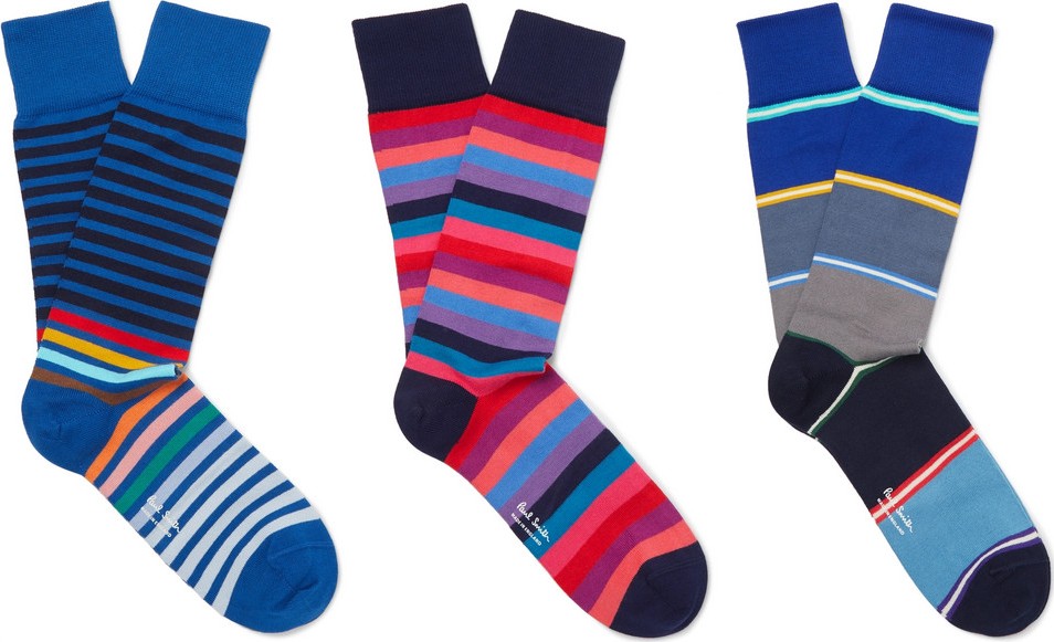 Paul Smith Three-Pack Striped Stretch Cotton-Blend Socks