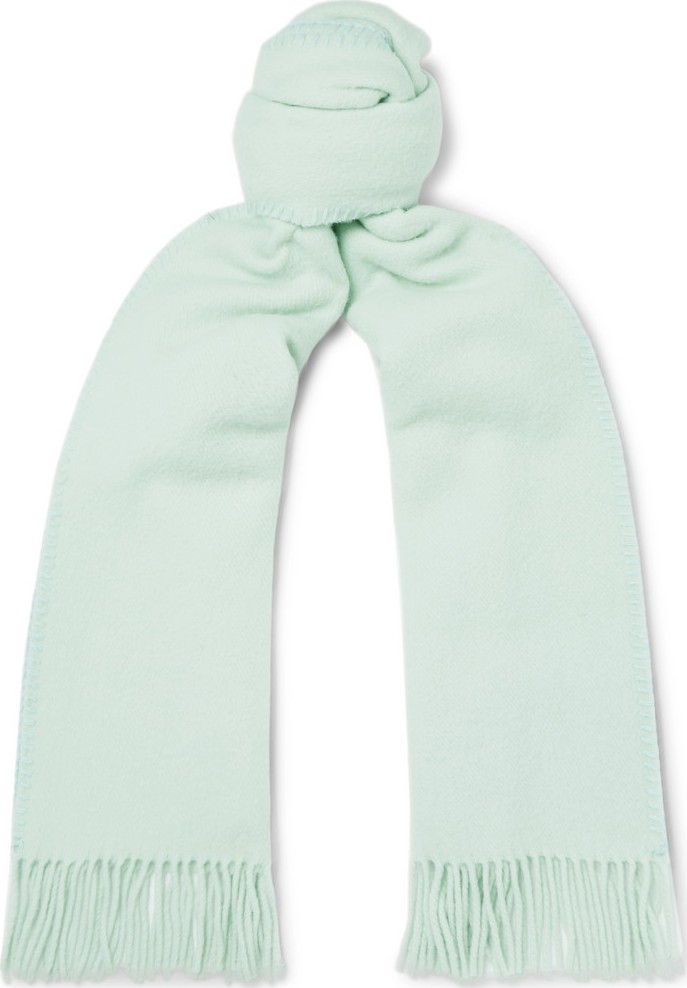 AMI Logo-Appliquéd Fringed Virgin Wool Scarf