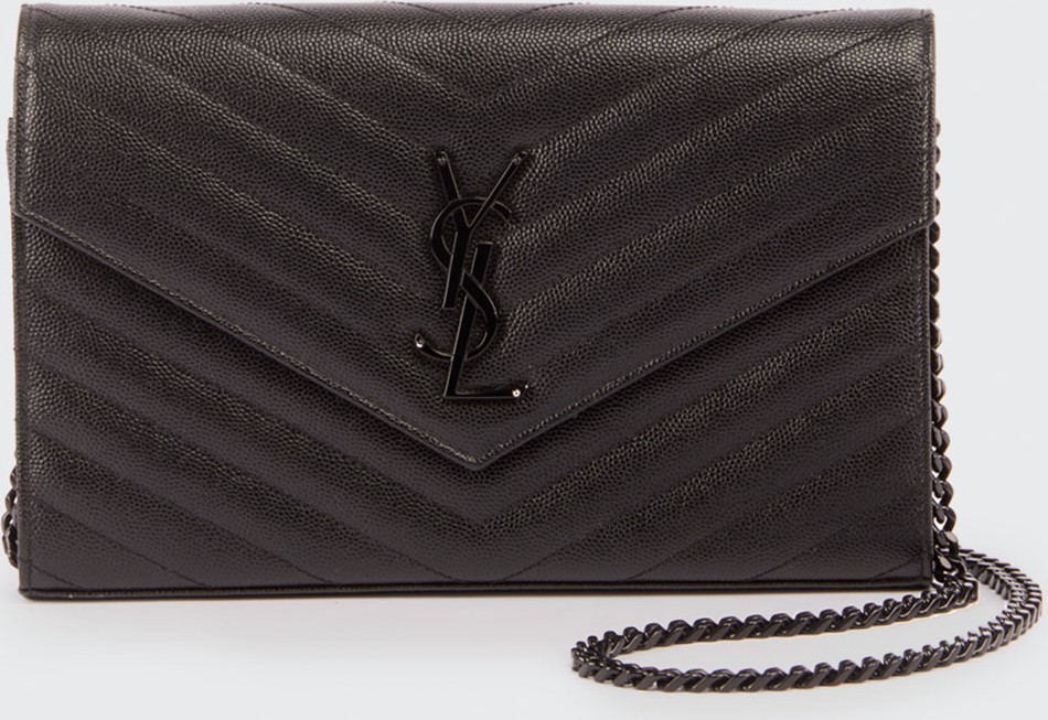 Saint Laurent Monogram YSL Small Matelasse Envelope Chain Wallet