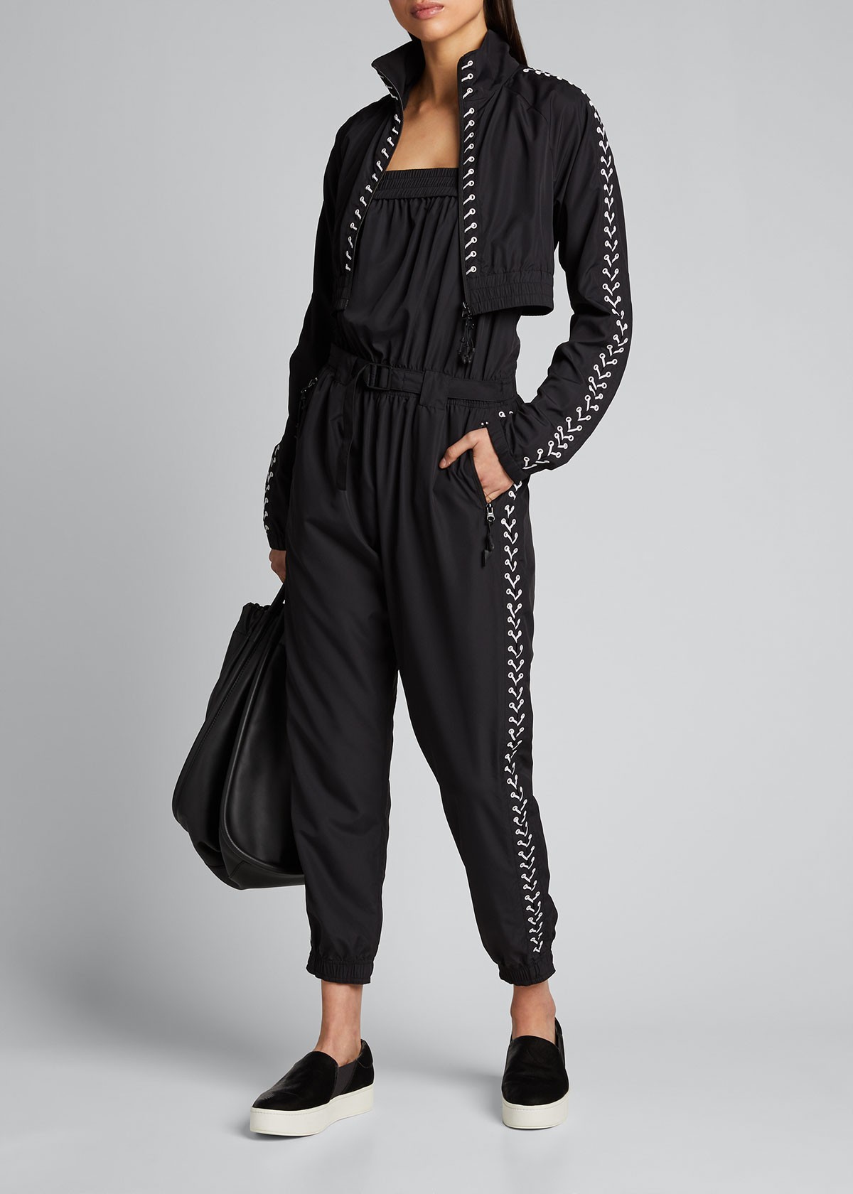 Adam Selman Sport Lace-Up Water-Resistant Track Jacket