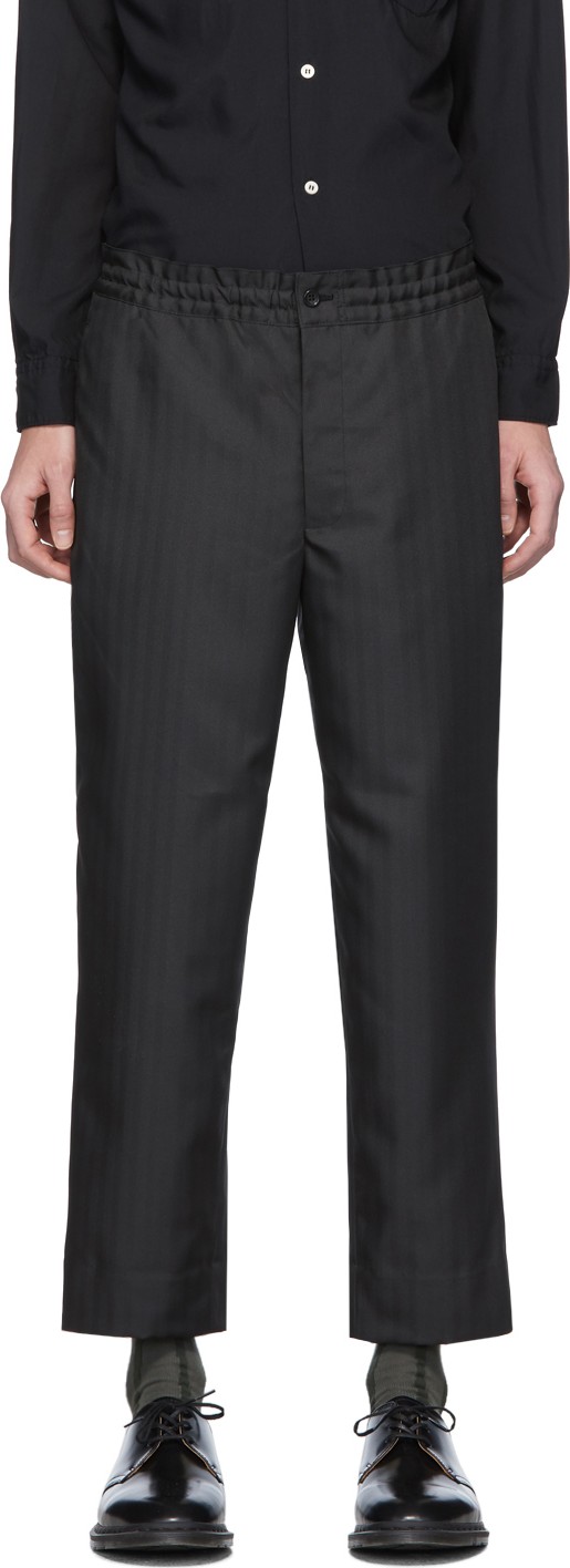 Comme des Garçons Homme Deux Black Herringbone Trousers