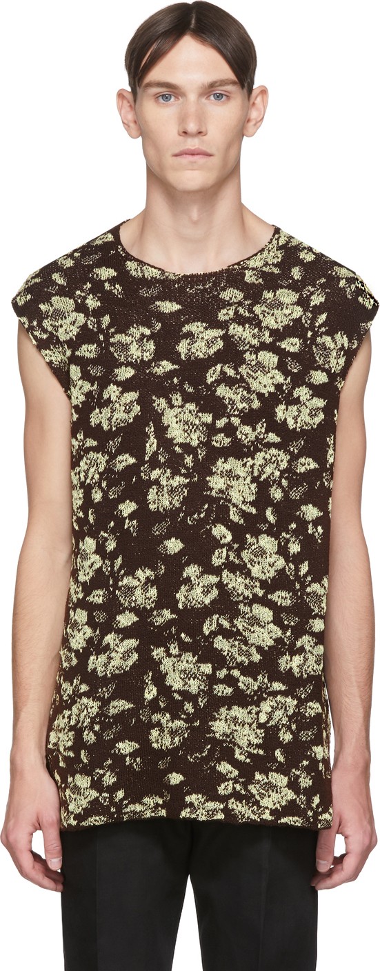 Jil Sander Brown Knit Wool Vest