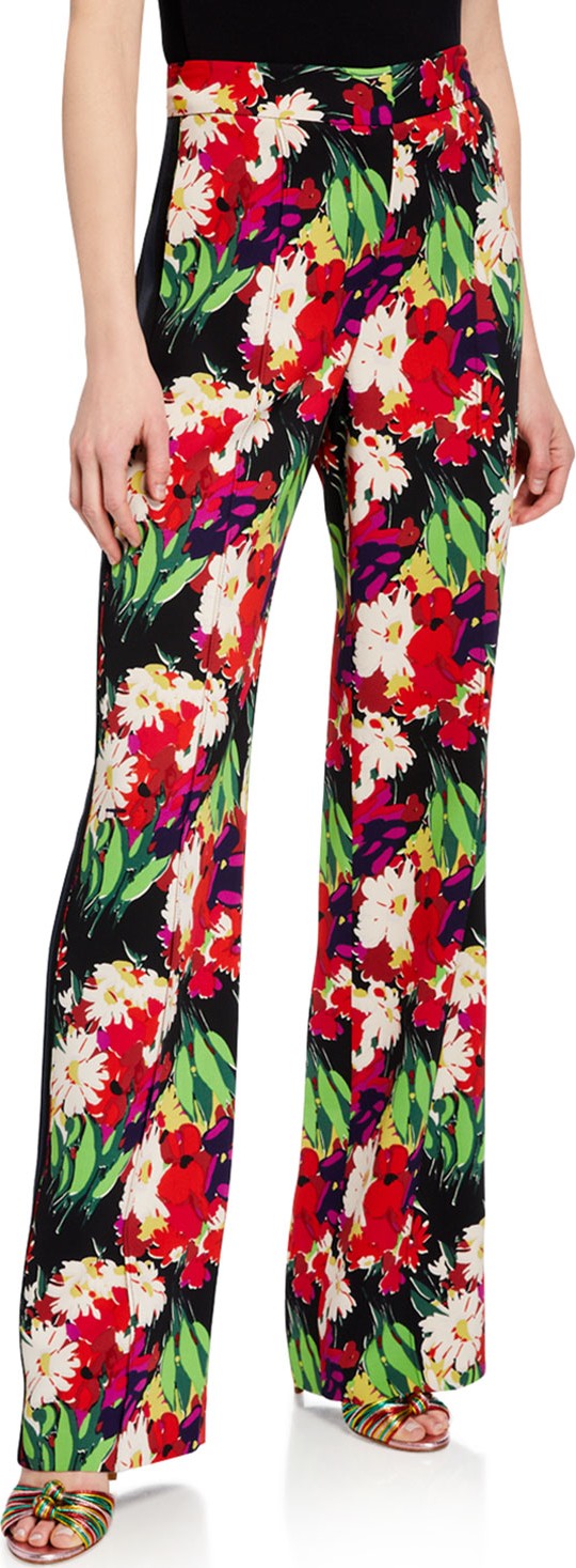 Veronica Beard Grigore Floral High-Rise Tuxedo Pants