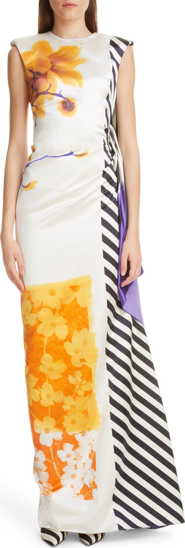 Dries Van Noten Hand Painted Floral Evening Dress