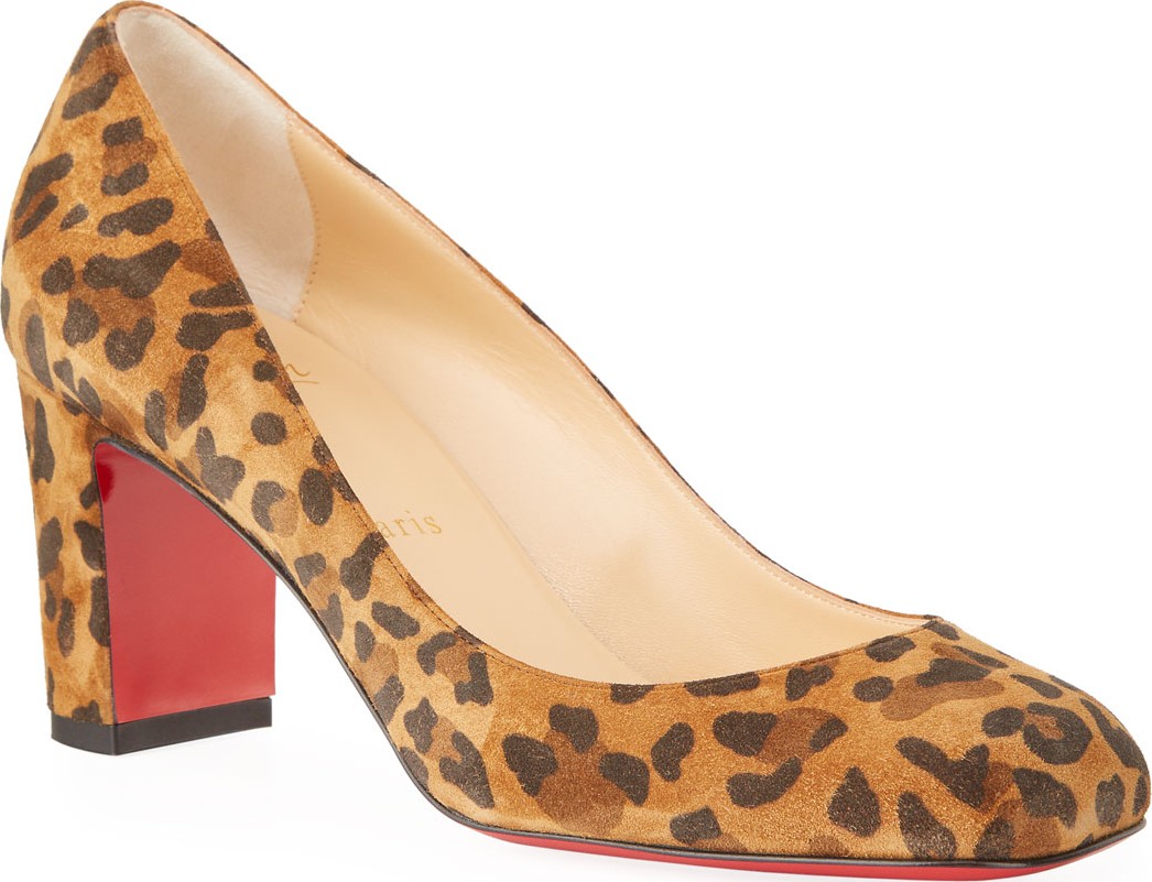 Christian Louboutin Cadrilla 70mm Leopard-Print Suede Pumps
