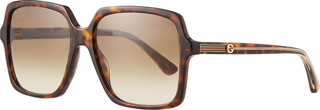 Gucci Square Acetate Sunglasses with GG Temple