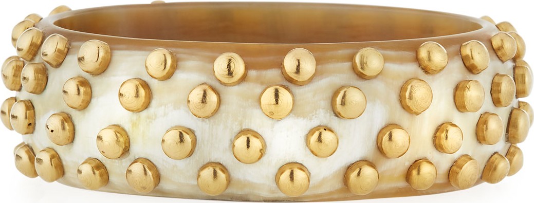 Ashley Pittman Mahiri Studded Light Horn Bangle