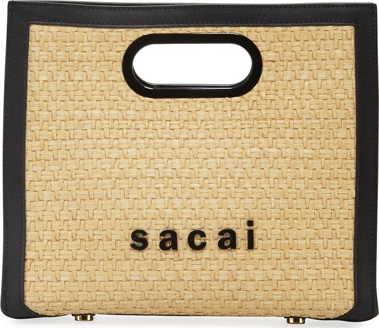 Sacai Shopper Raffia Clutch Bag