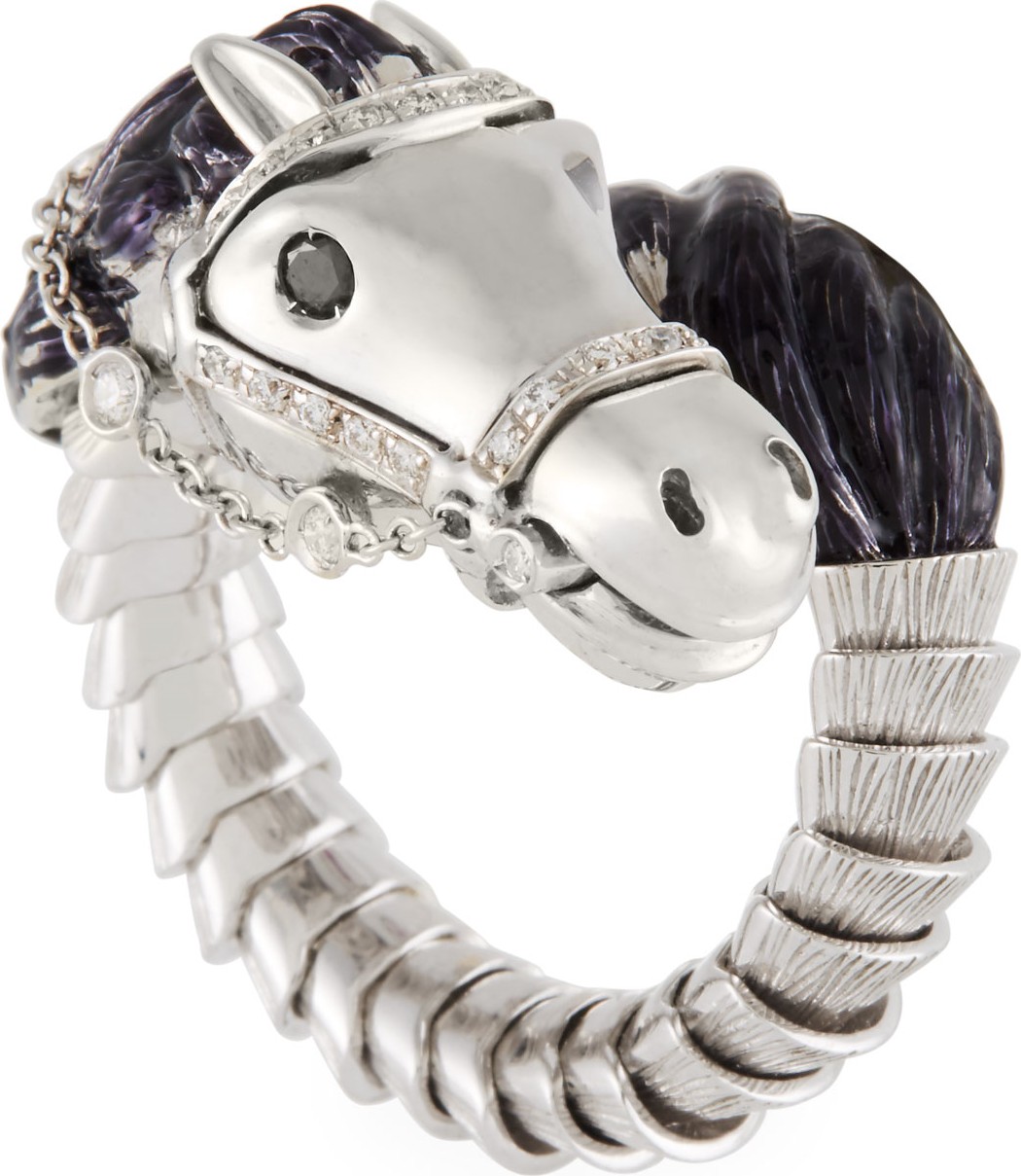 Roberto Coin 18k Diamond Horse Ring, Size 6.5