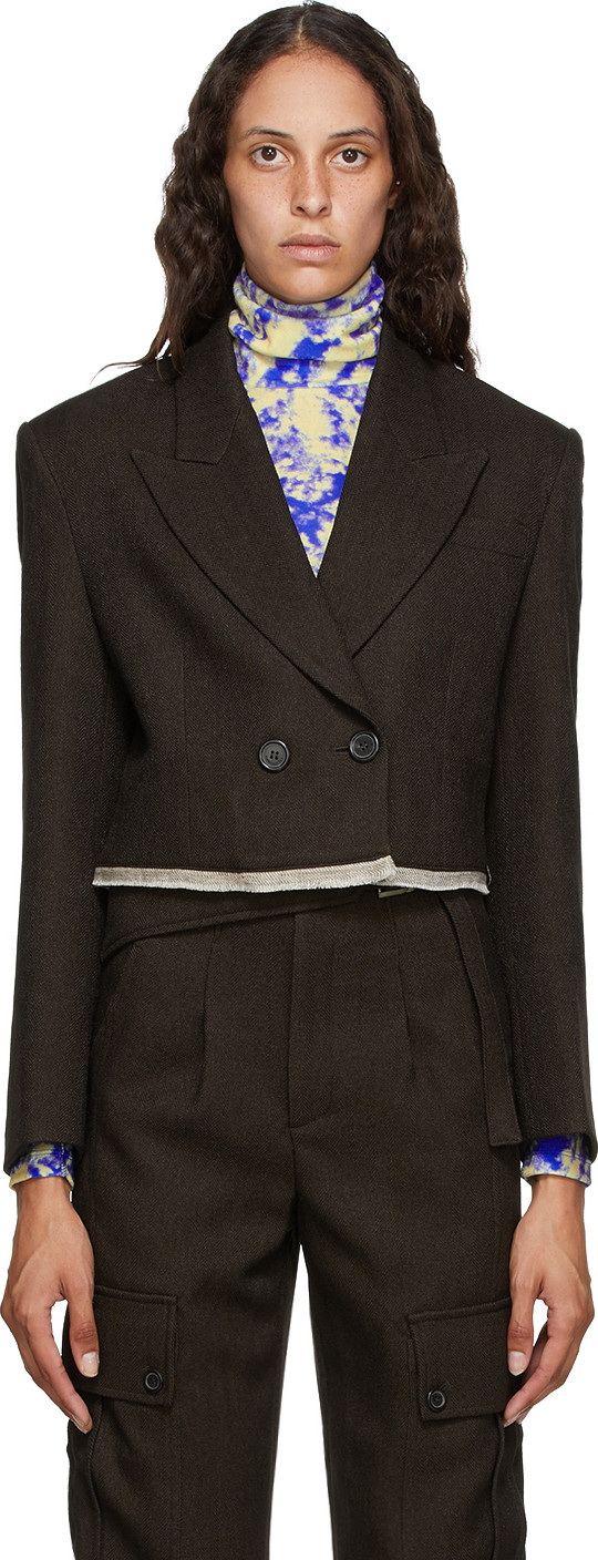 Andersson Bell - Brown Cropped Double-Breasted Camilla Blazer