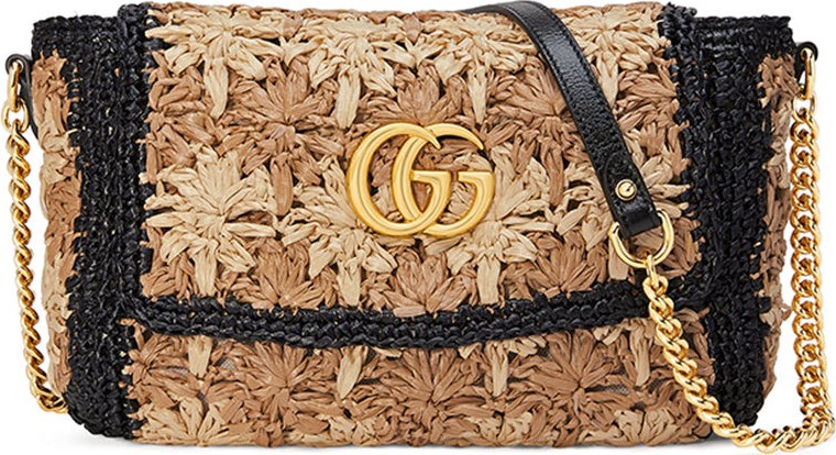 Gucci GG Marmont 2.0 Small Raffia Shoulder Bag