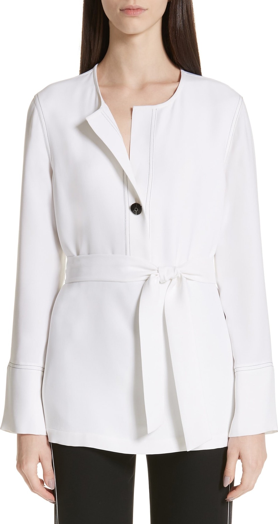 St. John Solid Heavy Georgette Tunic