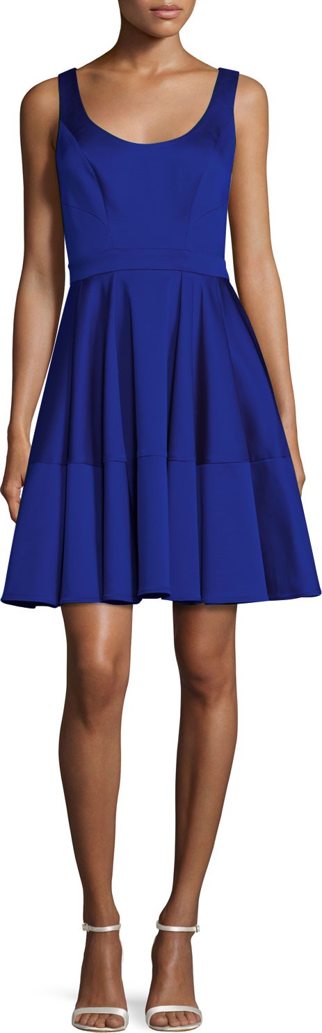 ZAC Zac Posen Sleeveless Satin Fit-and-Flare Cocktail Dress, Blue