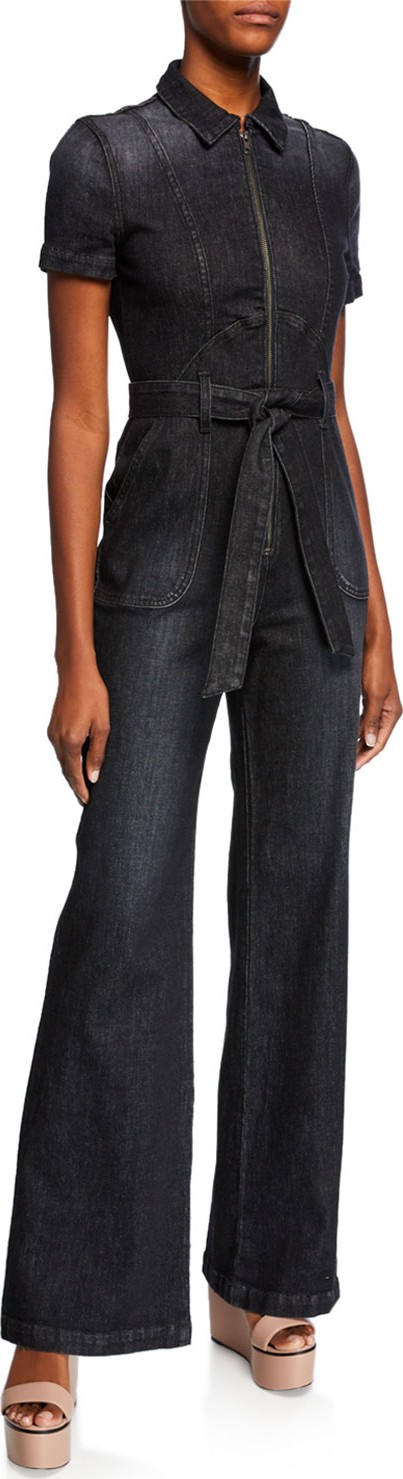 Alice + Olivia Gorgeous Wide-Leg Denim Jumpsuit