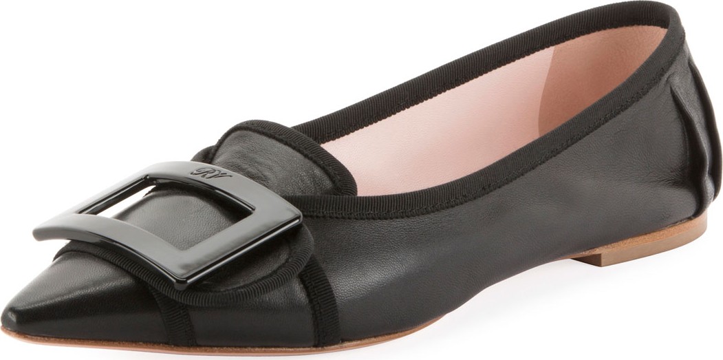 Roger Vivier Soft Gommettine Ballet Flats with Lacquered Buckle