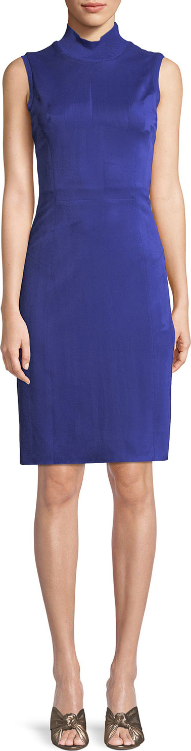 Elie Tahari Londynn High-Neck Satin Dress