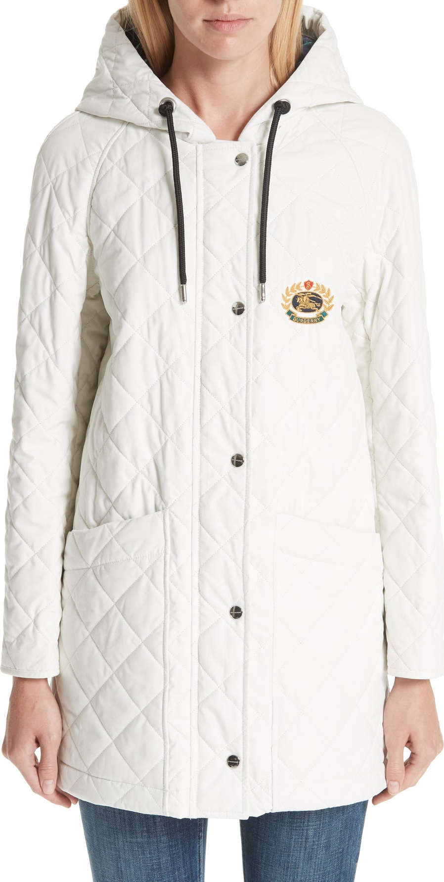 Burberry London England Roxwell Embroidered Archive Logo Quilted Coat