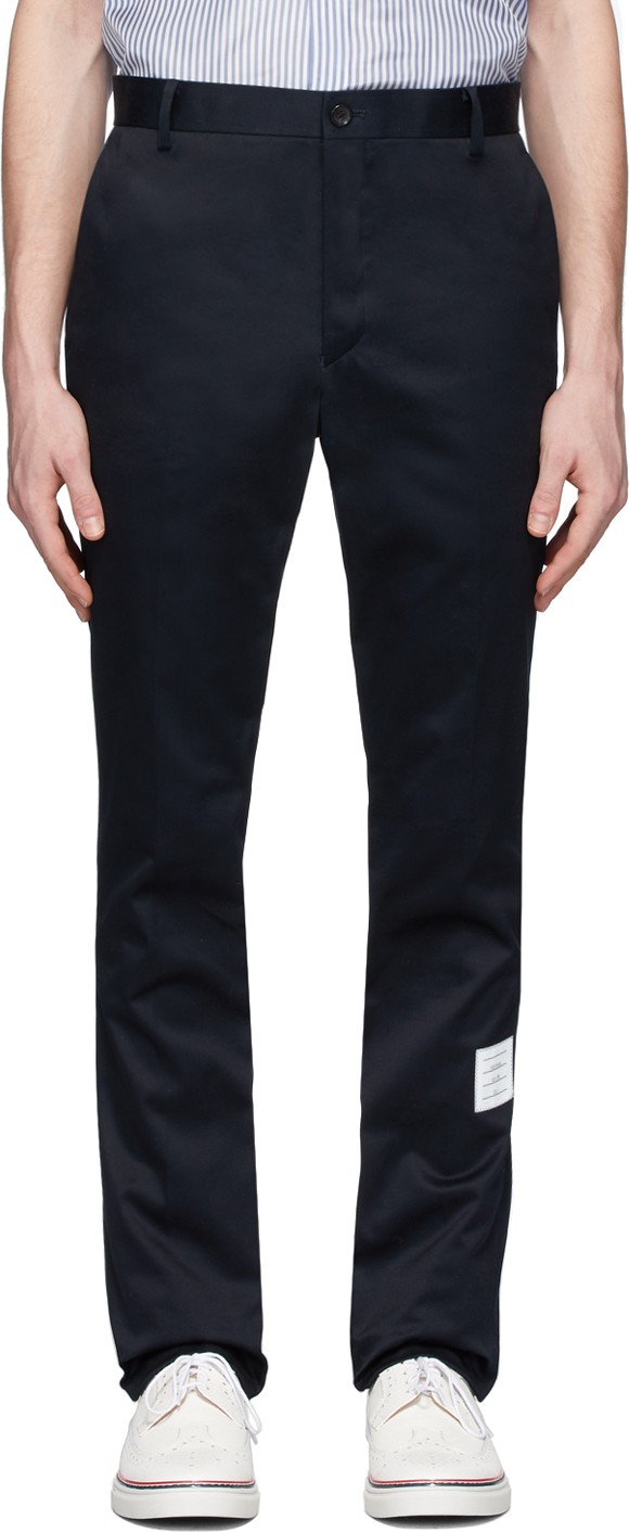 Thom Browne Navy Unconstructed Chino Trousers