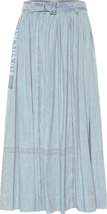 Prada Cotton denim midi skirt