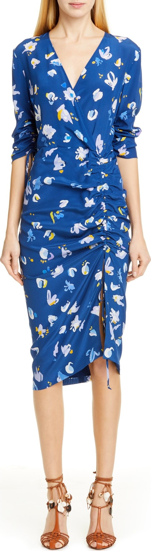 Altuzarra Print Ruched Silk Dress