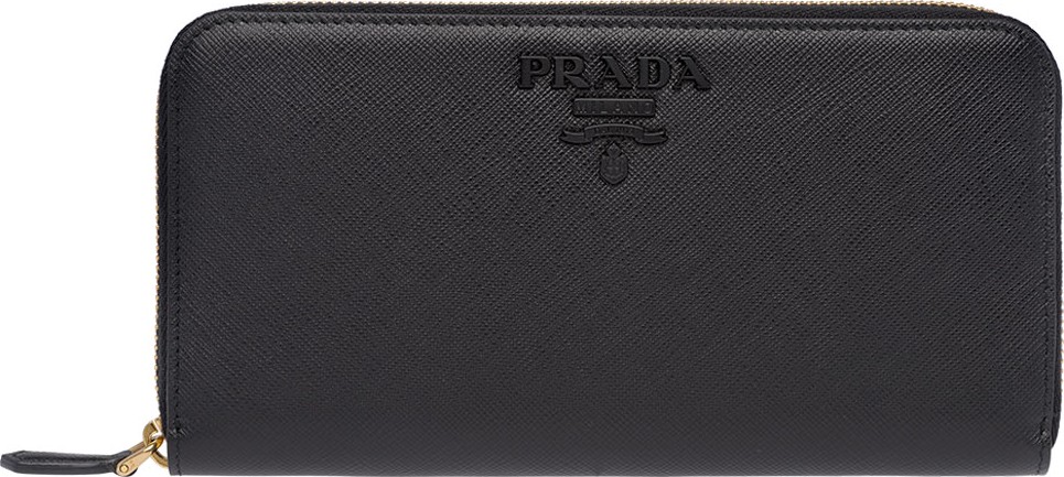 Prada Monochrome Saffiano Shine Zip-Around Wallet
