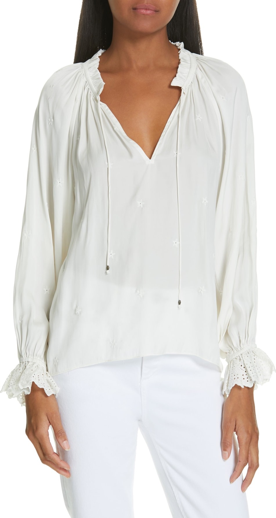 Ulla Johnson Irene Polka Dot Embroidered Blouse