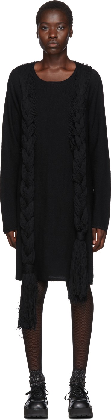 Comme Des Garçons Homme Plus Black Worsted Yarn Braid Dress