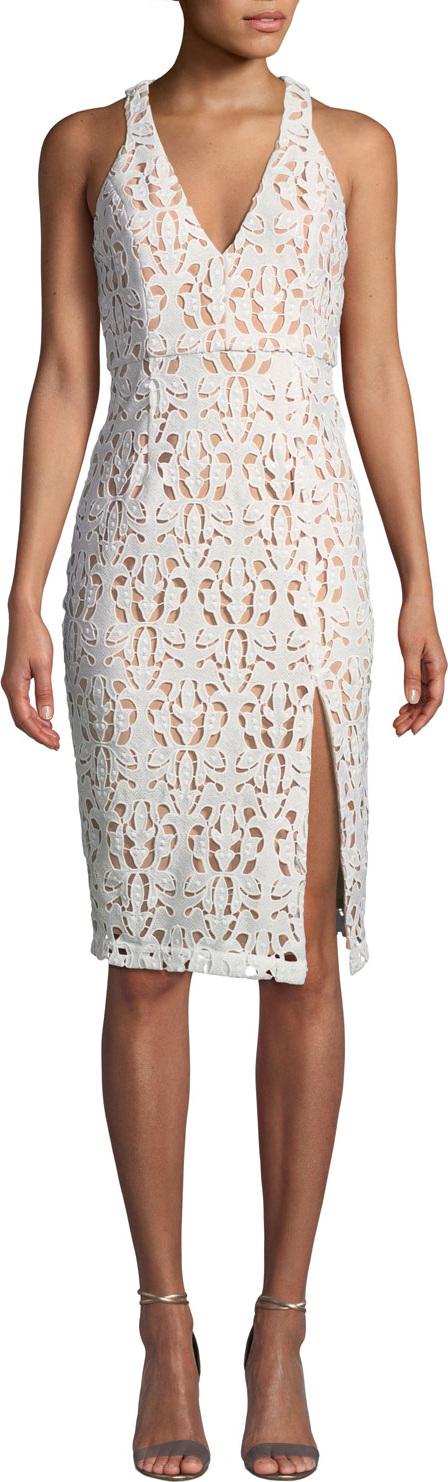 Aijek Love is Embroidered Sleeveless Pencil Dress