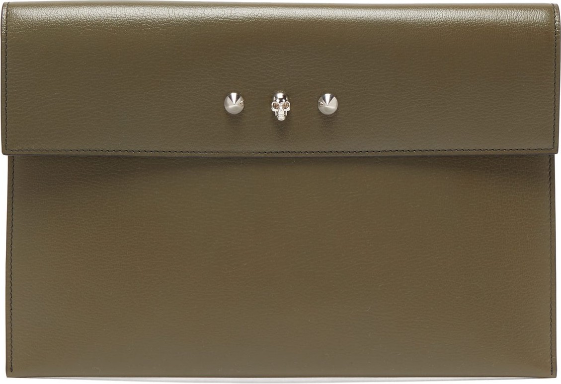 Alexander McQueen Skull envelope leather clutch bag