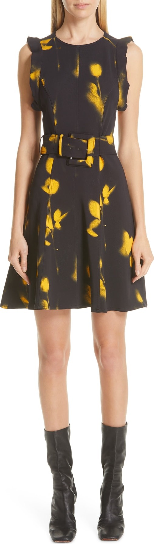 Proenza Schouler Print Belted Cady Dress