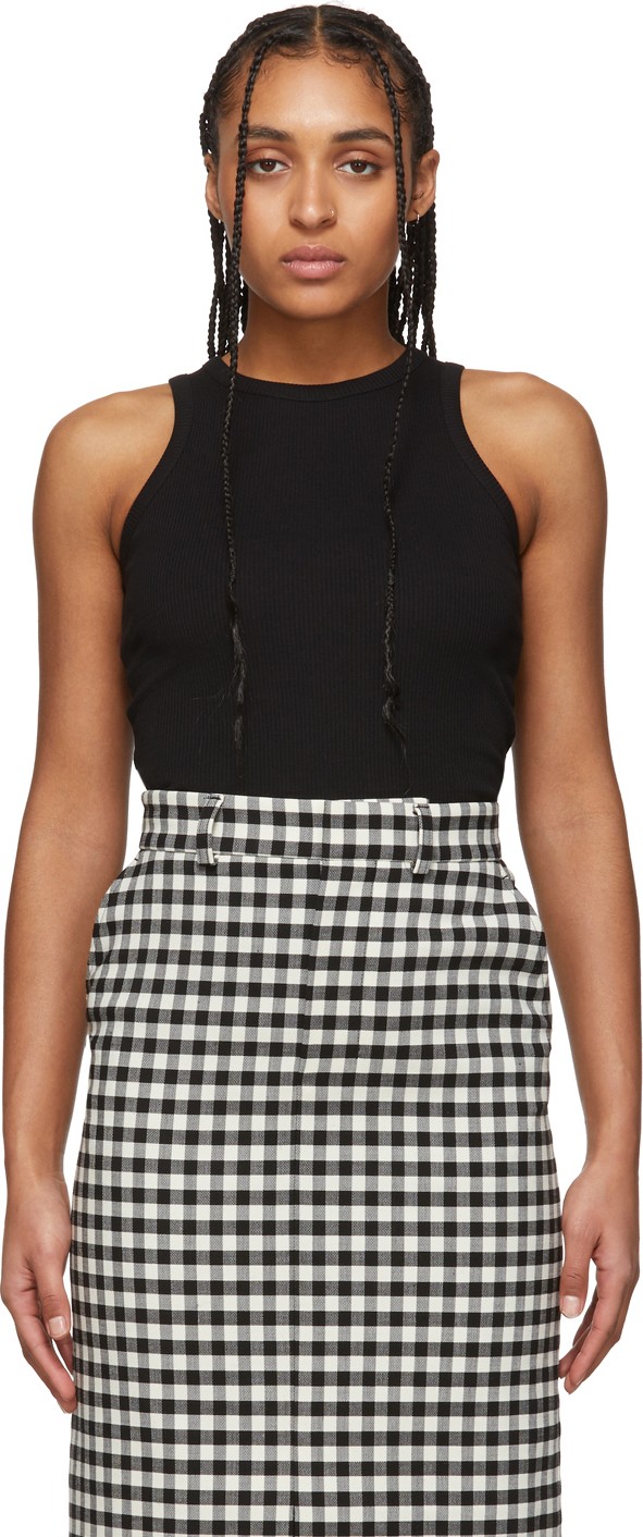 AMI Black Cotton Tank Top