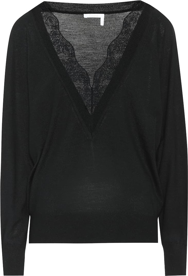 Chloe Lace-trimmed wool and silk sweater
