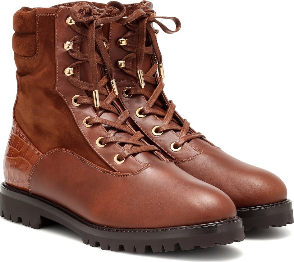 Aquazzura Runway suede and leather ankle boots