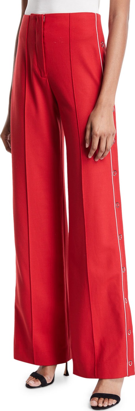 Jonathan Simkhai Snap-Up Wide-Leg Pleated Pants