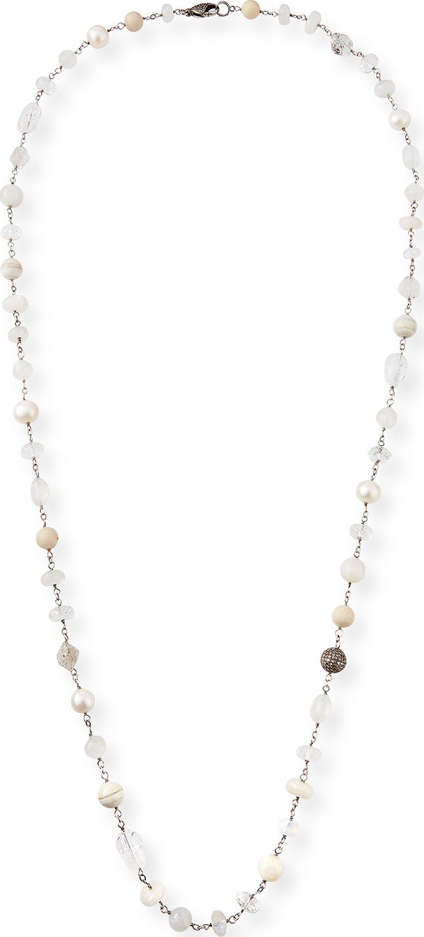 Sheryl Lowe Long Pearl & Stone Necklace, 44"L