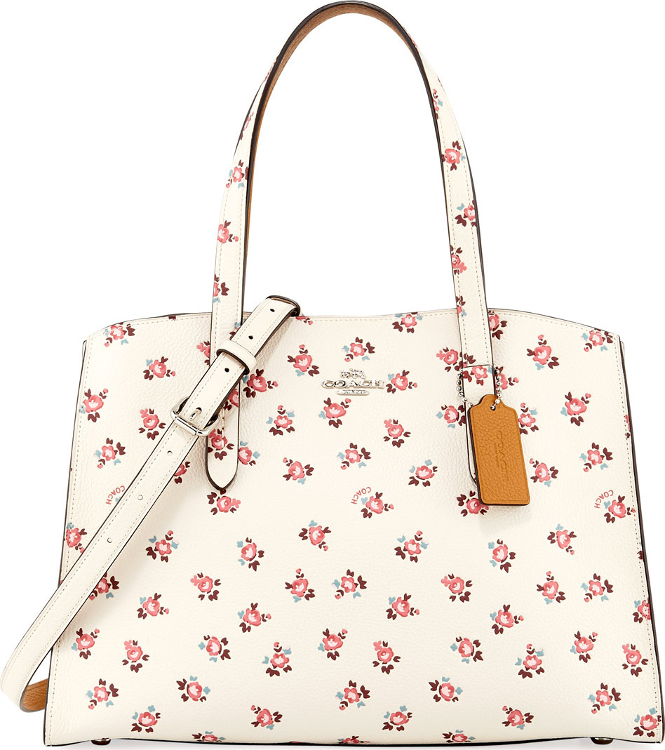 COACH Charlie Floral Bloom Leather Carryall Tote Bag