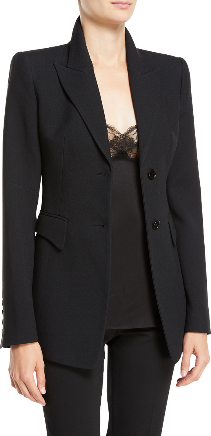 Michael Kors Collection Two-Button Peak-Lapel Crepe Sable Blazer